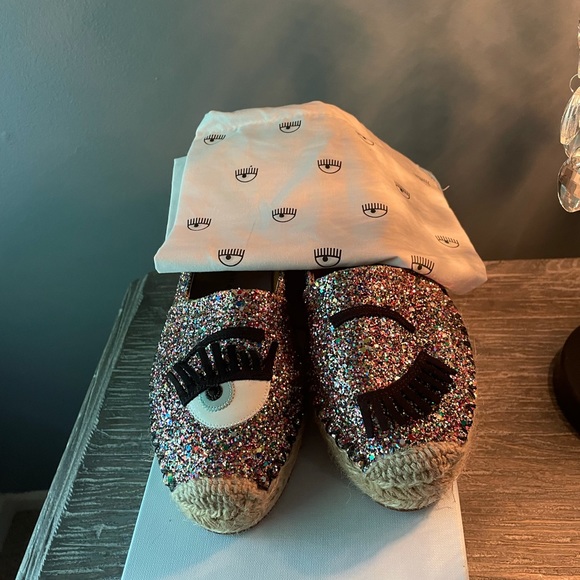 CHIARA FERRAGNI LASHES WINK GLITTER ESPADRILLES - Picture 6 of 9